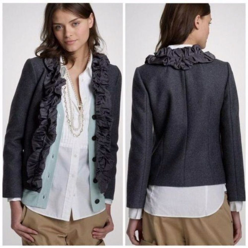 J.Crew Chimera Ruffle Wool Blazer
